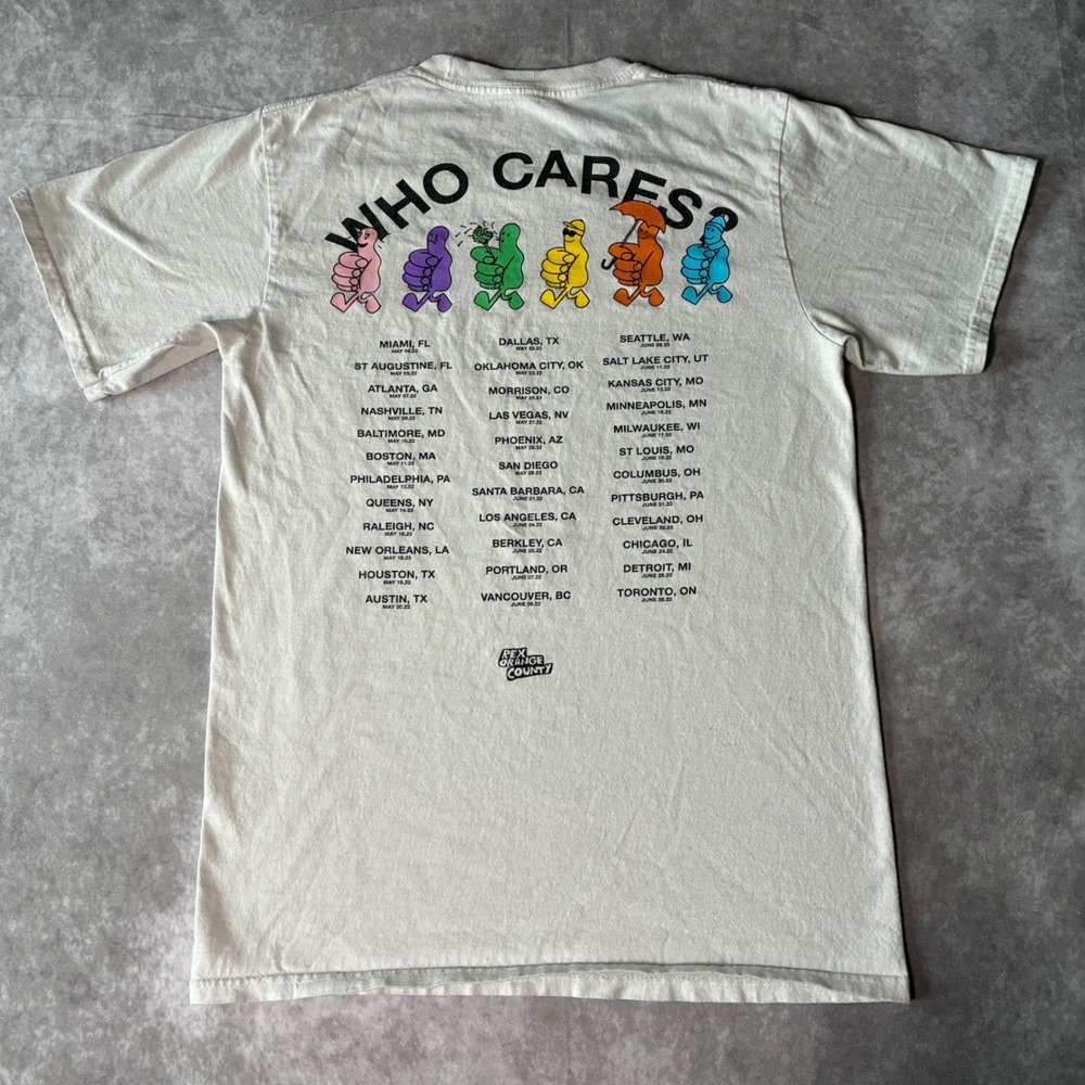 Rex Orange County Who Cares 2022 Tour T-Shirt Mens Small White Indie Pop Merch